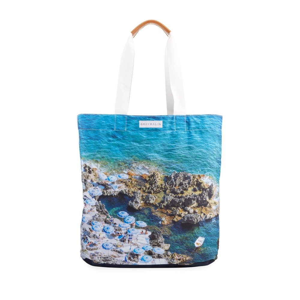 Gray Malin The Capri Blue Coastal Print Tote Bag